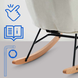 Poltrona a dondolo in velluto Sanka crema